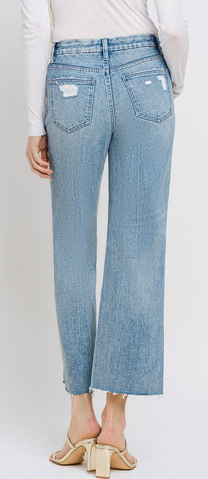 Mid rise wide leg crop jeans
