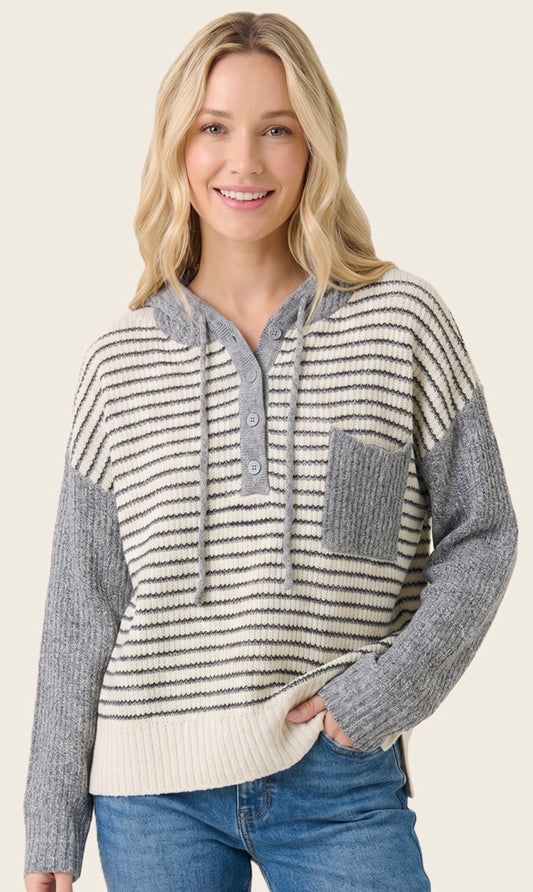 Oatmeal/grey soft knit hoodie