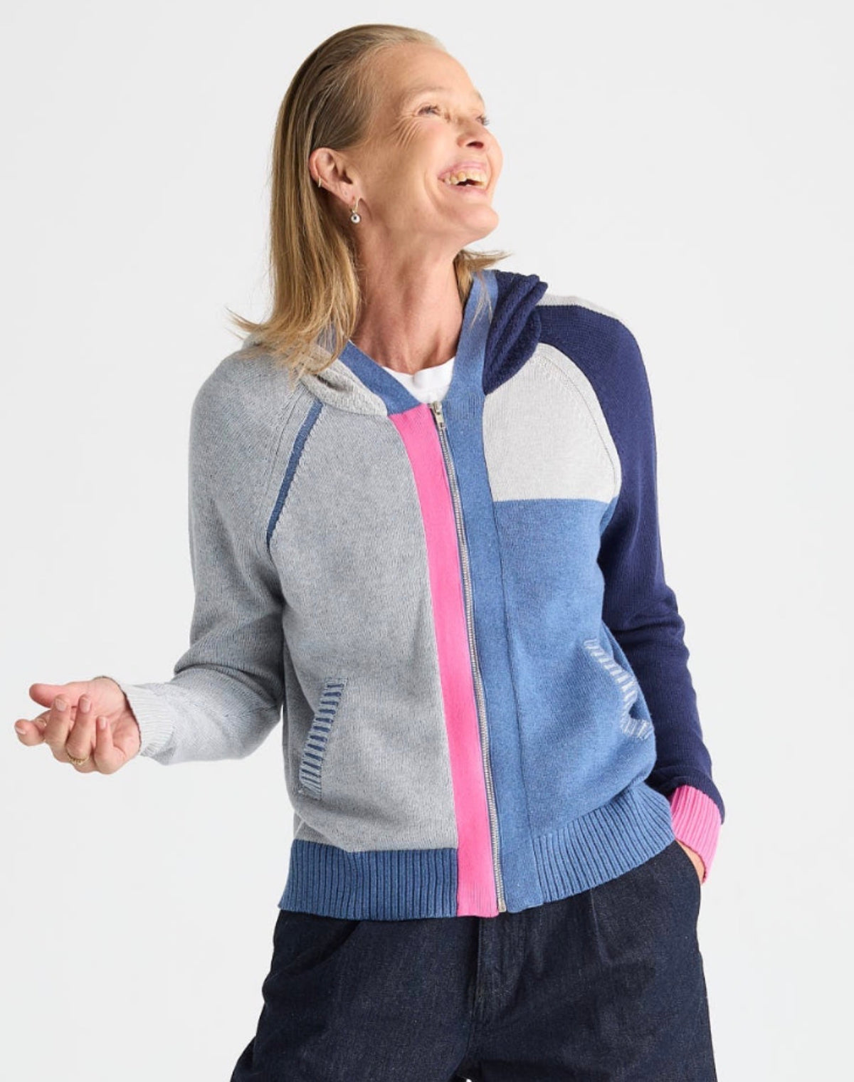PREORDER NOW, Arriving Thursday…Zaket & Plover Plaited zip hoodie in Jean