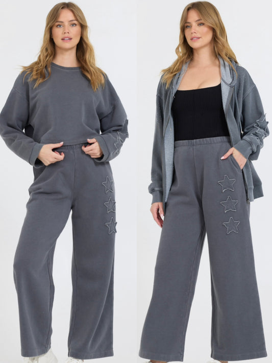 Vintage Havana grey with stars flare sweats, zip hoodie and crew sweatshirt (sold separately)