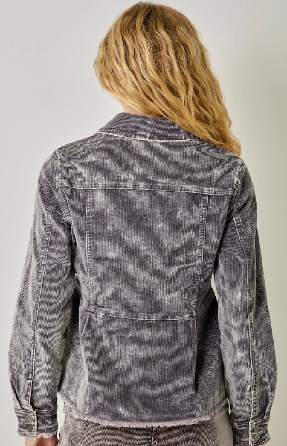 PREORDER NOW, Arriving Friday…Grey soft corduroy peplum jacket