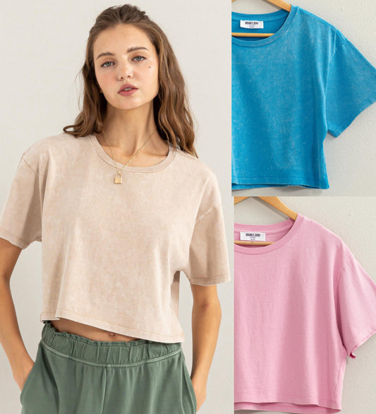 Cotton relaxed fit, semi cropped tees