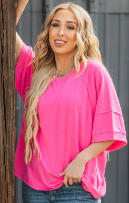 Hot pink and royal blue loose fit tees (also available in PLUS SIZE)