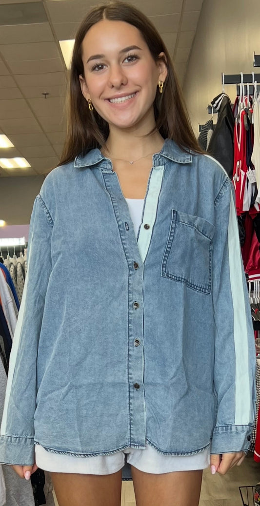Vintage Havana tencel denim blouse with stripes