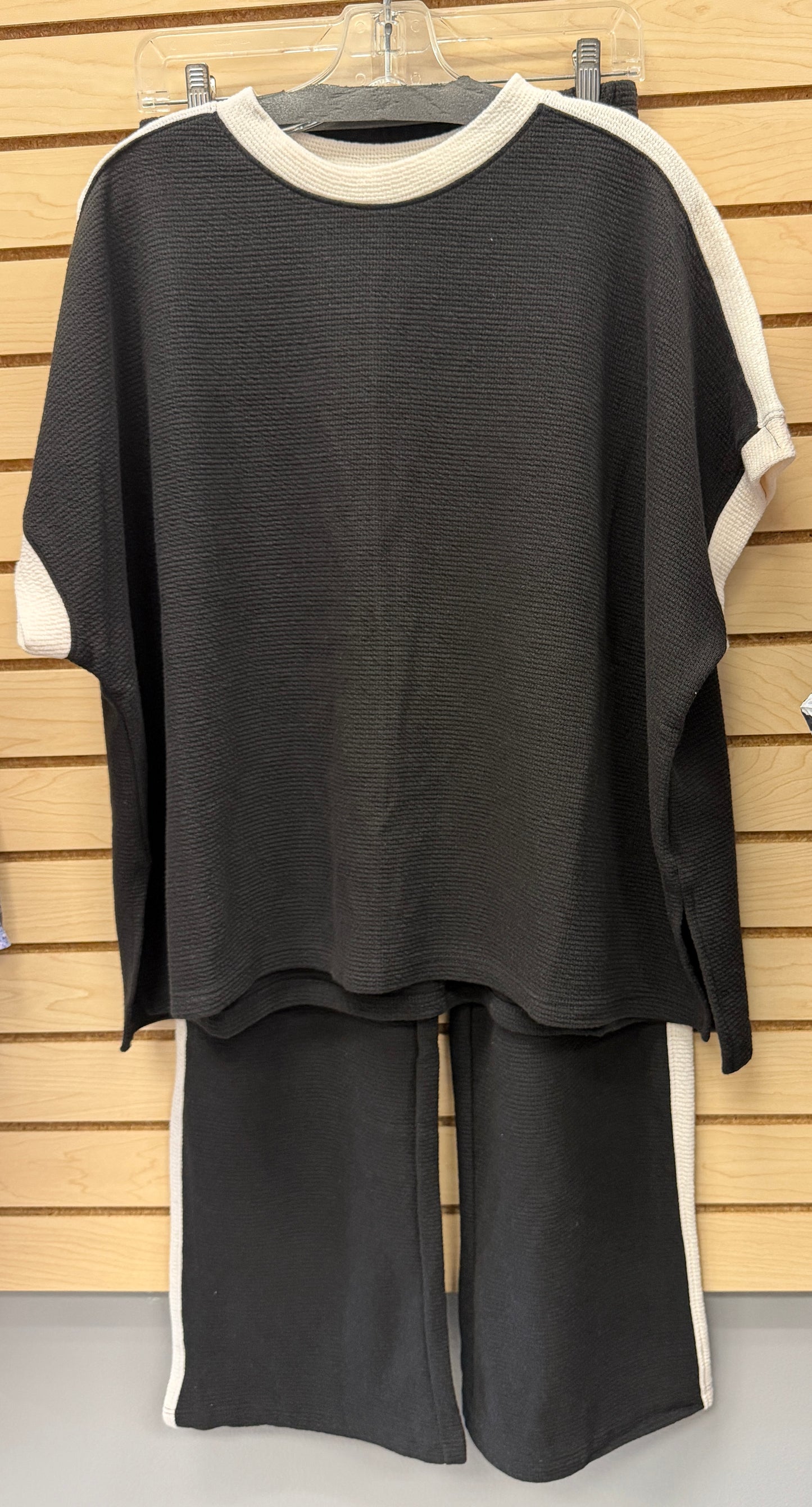 BEST SELLER! Black with cream stripe soft knit set (sold separately)