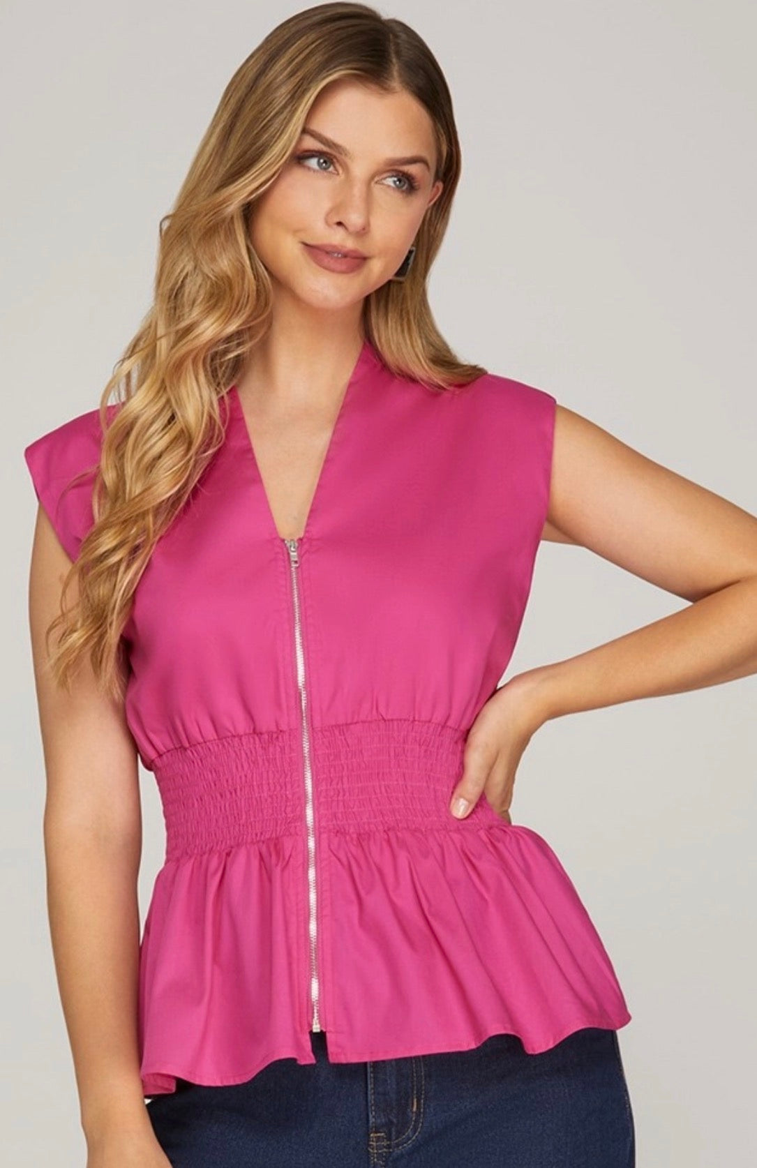 Pink zip front tank