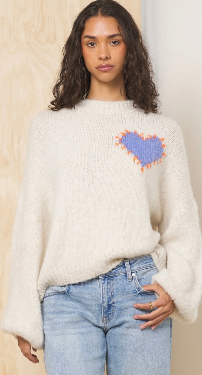 Vintage Havana cream sweater with heart on front and back
