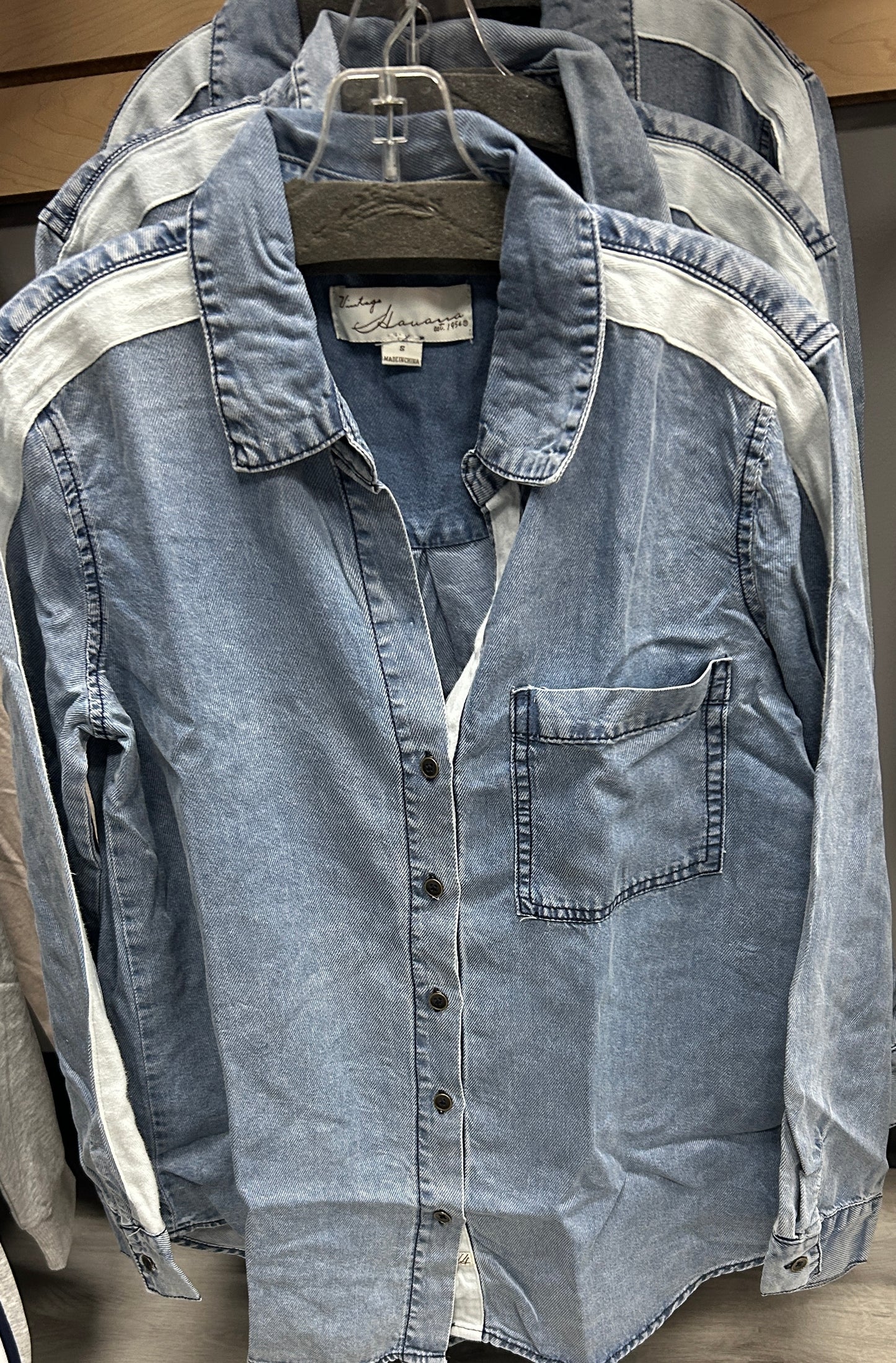 Vintage Havana tencel denim blouse with stripes