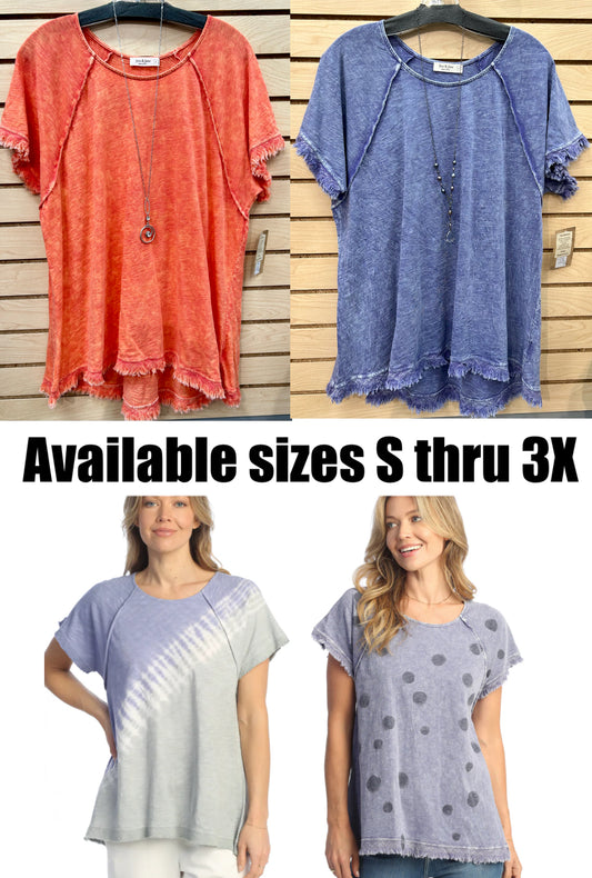 Jess n Jane cotton tops with fray detail (ALSO AVAILABLE IN PLUS SIZES)
