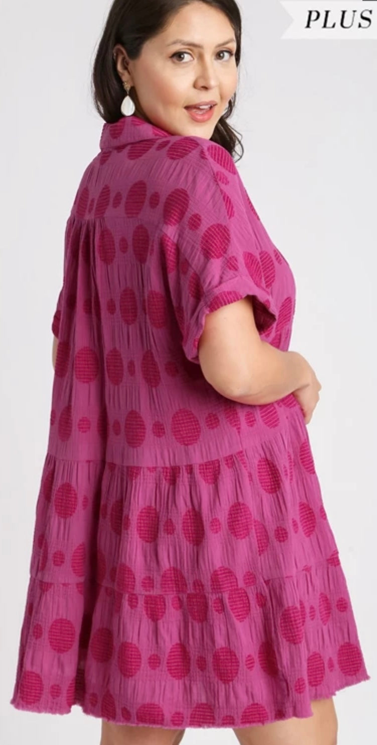 Plus size pink dot dress