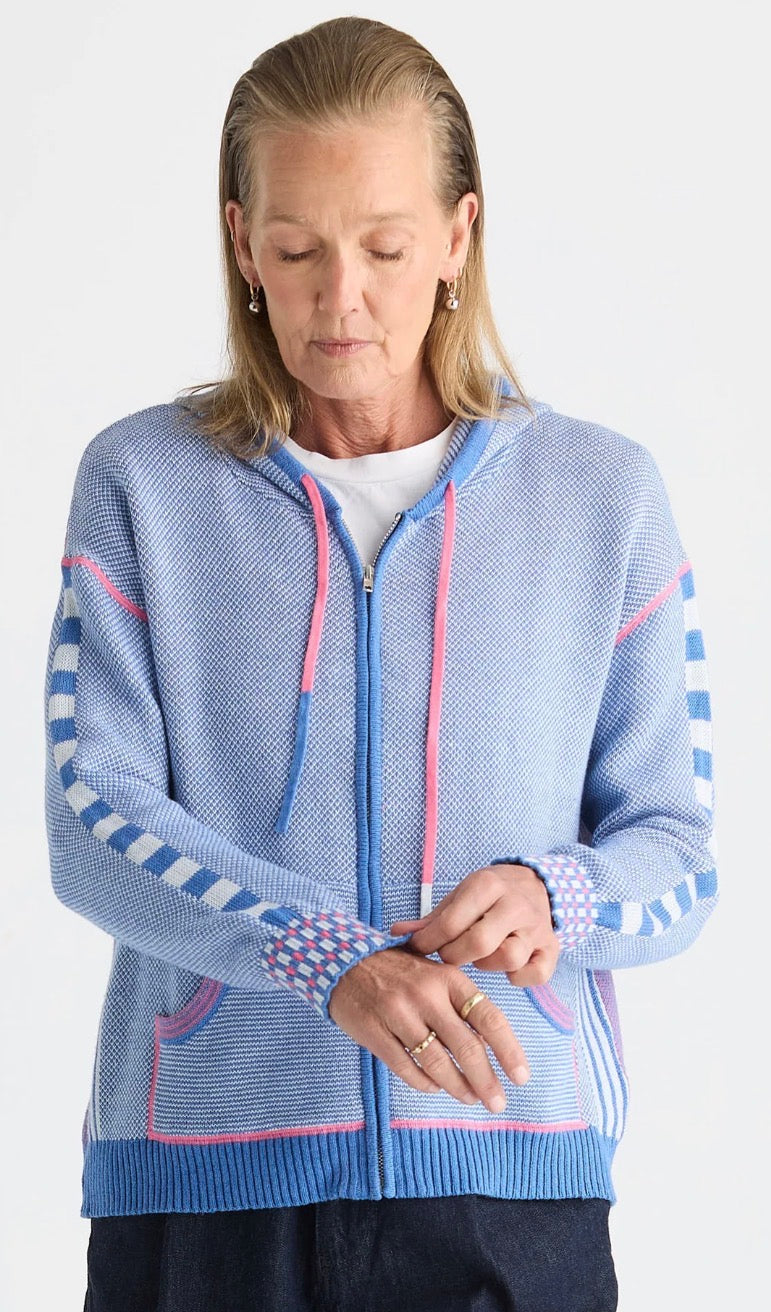 PREORDER NOW, Arriving Thursday…Zaket & Plover Birdseye zip hoodie in Chambray