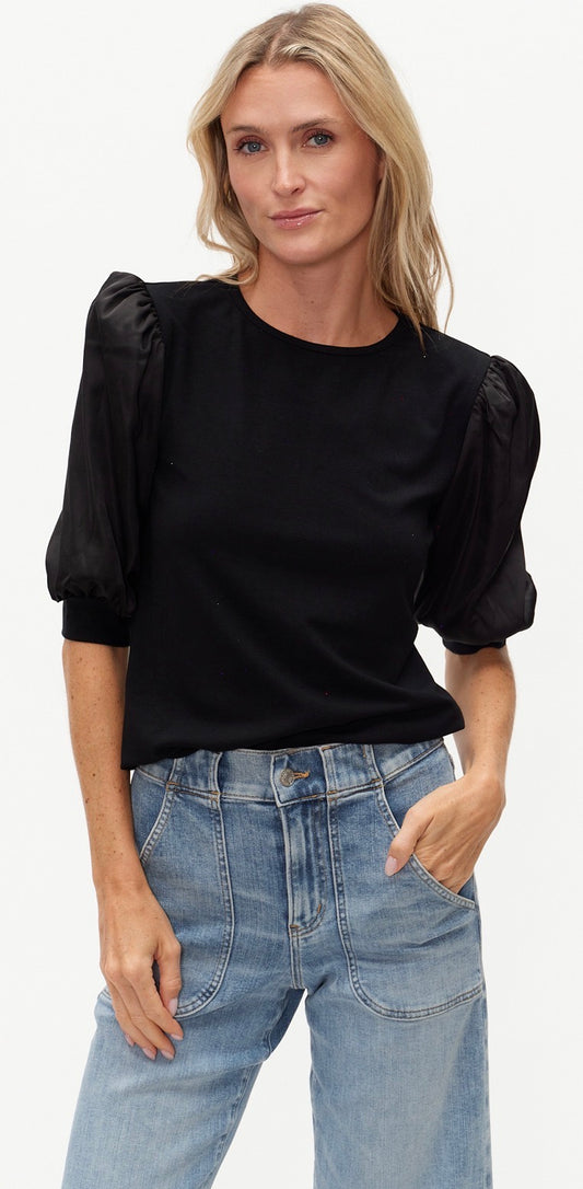 Six Fifty black Solara puff sleeve top