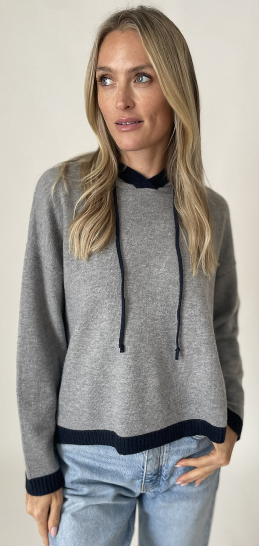 Six Fifty grey/navy soft knit Jessie colorblock hoodie