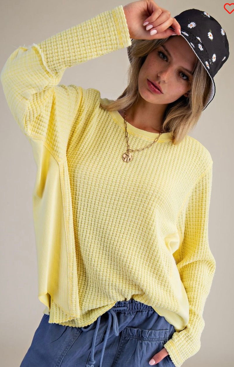 Yellow thermal loose fit top