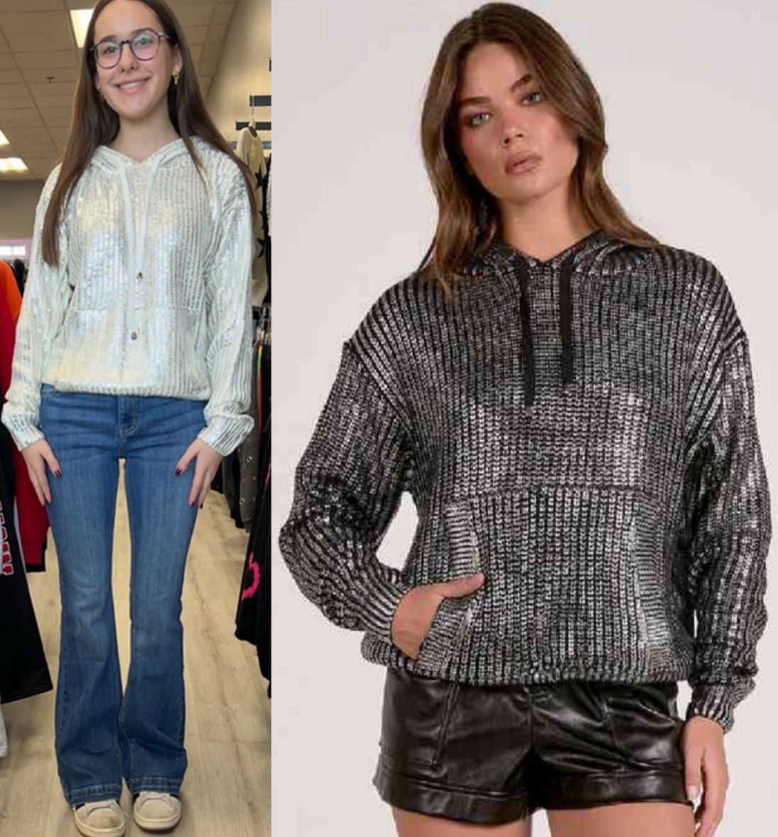 Elan metallic foil hoodies