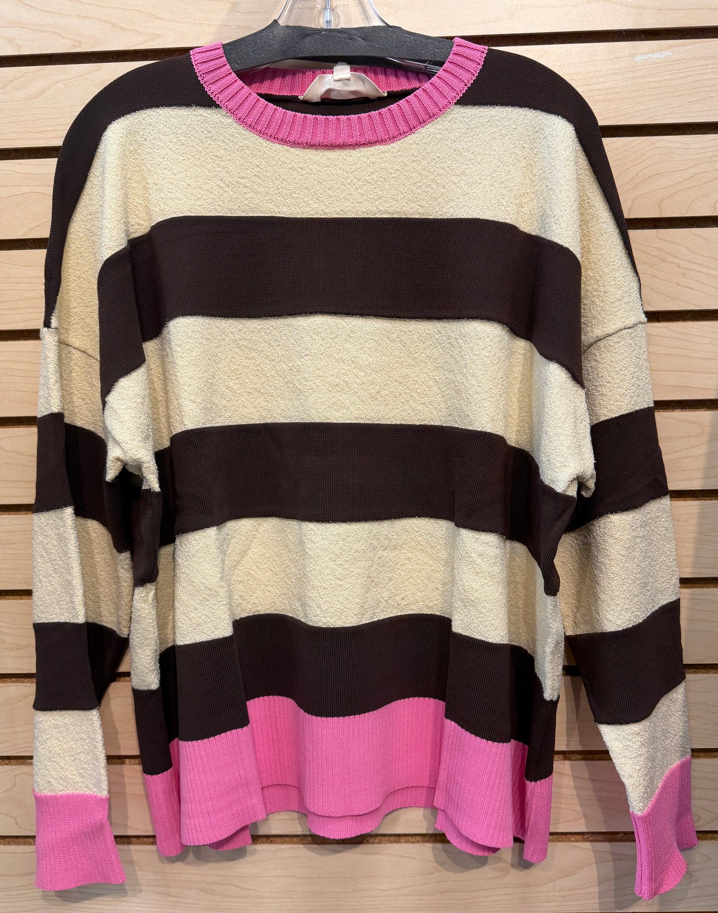 Brown/Pink stripe knit top (please see pic 2 for actual color)