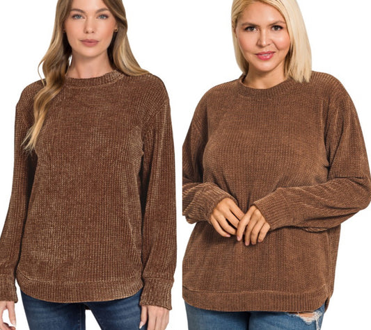 Brown chenille sweaters, also available in PLUS SIZE