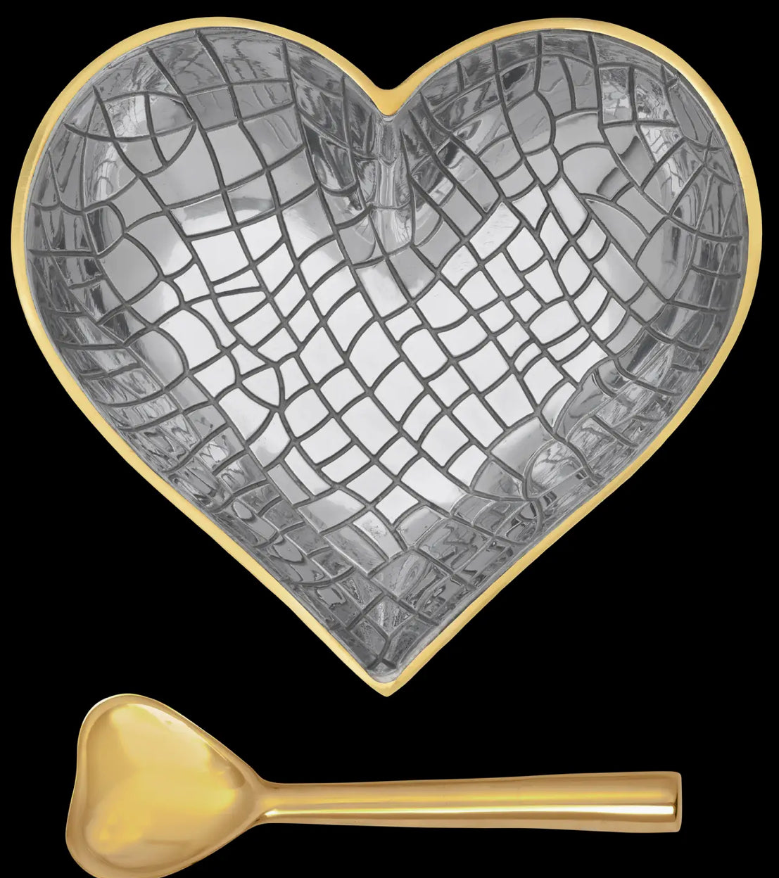 Heart dishes with heart spoon, great for gifts! Mah Jong, Chanukah, sparkle and more!