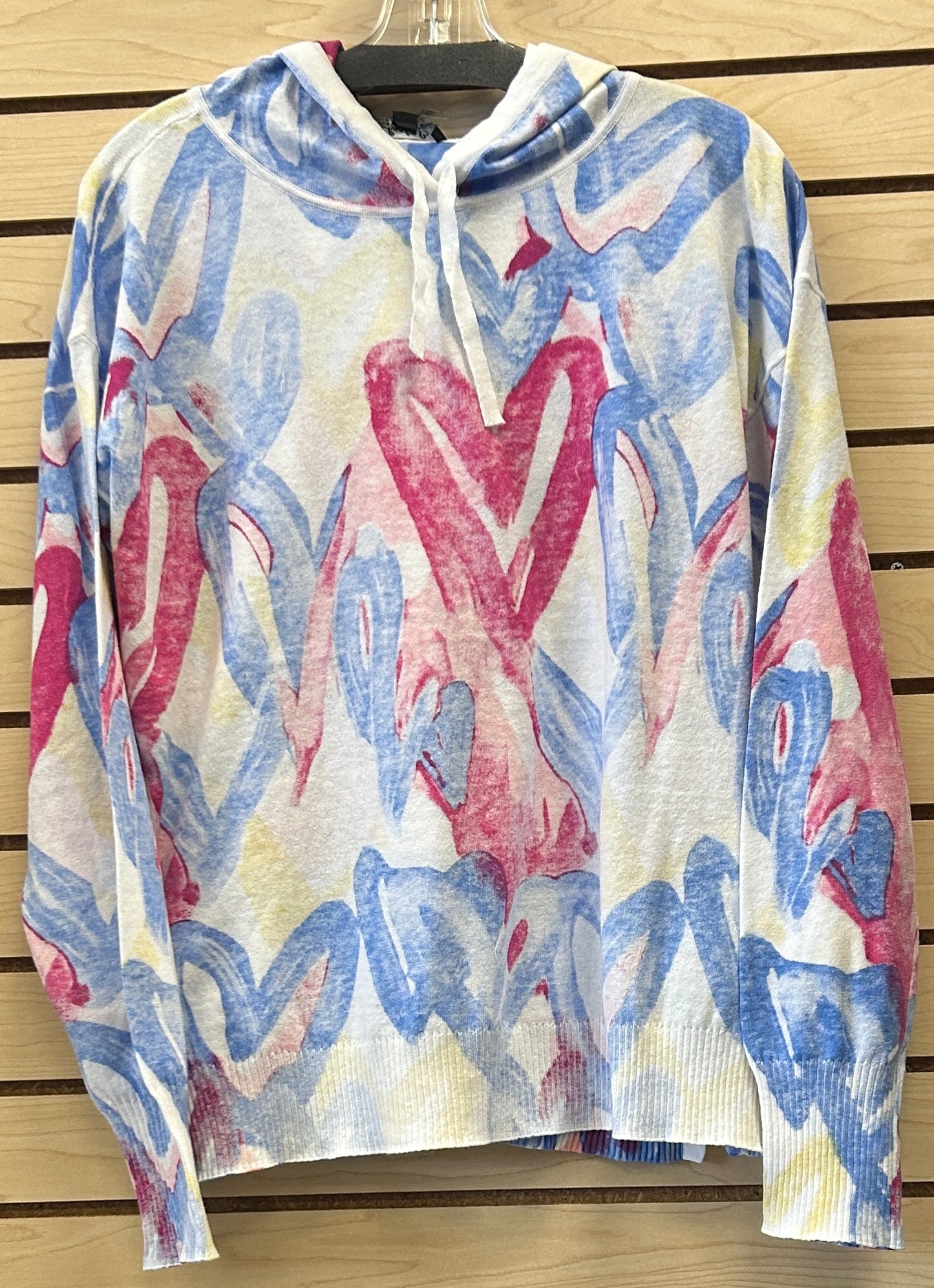 Charlie B graffiti hearts lightweight hooded sweater