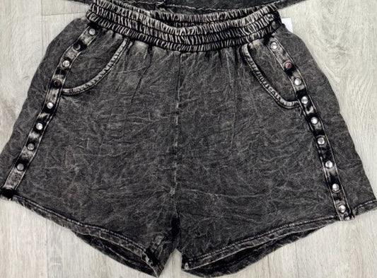 Mineral wash black pull on shorts with studs, see matching tops in separate listings