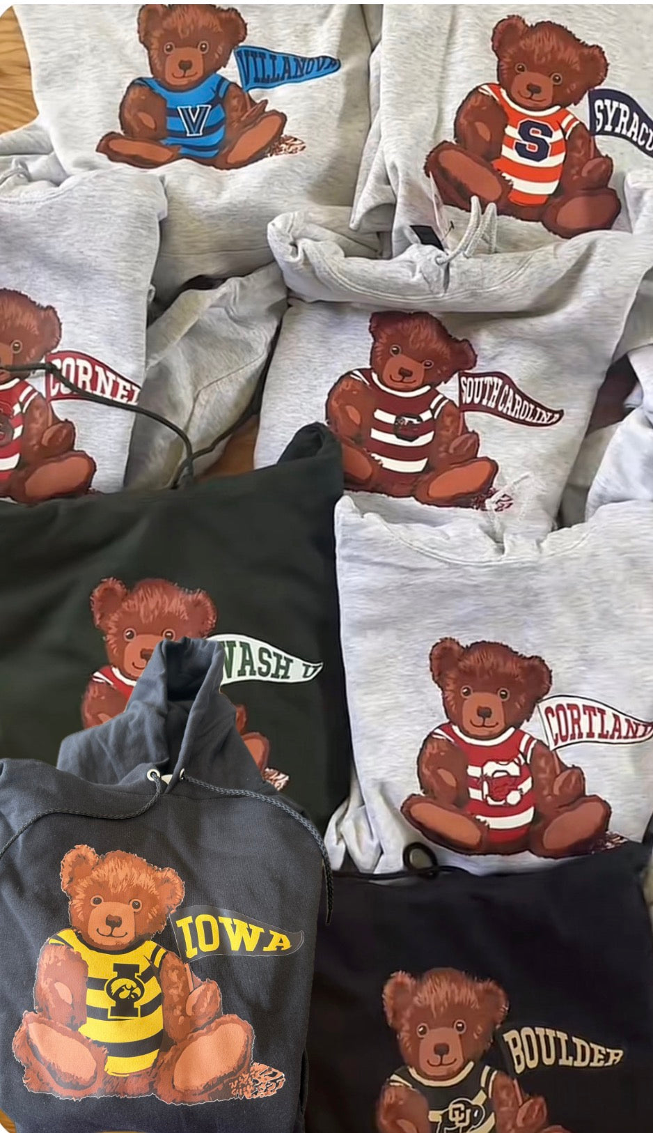 Custom & In stock teddy bear pendant hoodies