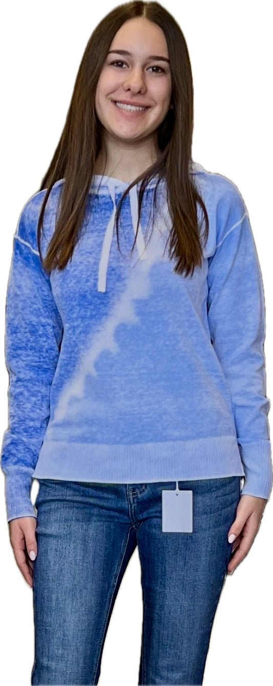 Charlie B blue/white tie dye lightweight sweater hoodie