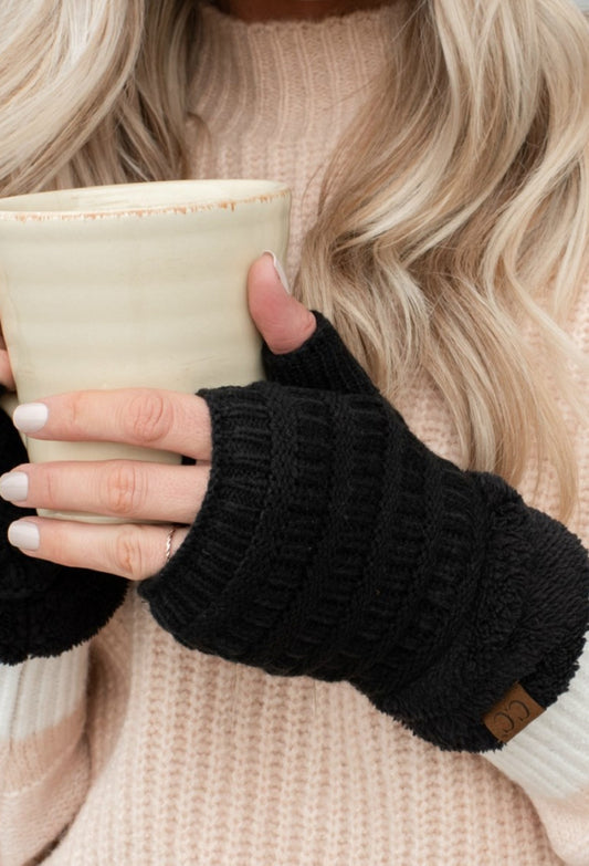 HOT ITEM! CC fingerless gloves with soft, warm lining (other colors available)