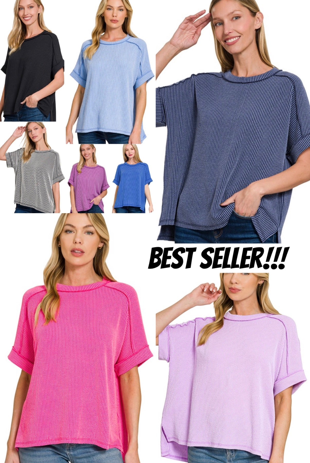 RESTOCK ALERT! Ribbed relaxed fit top, BEST SELLER EVERY YEAR! (Also available in PLUS SIZE)