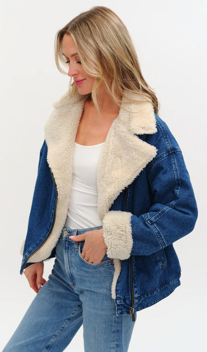 Six Fifty Williston denim and sherpa zip jacket