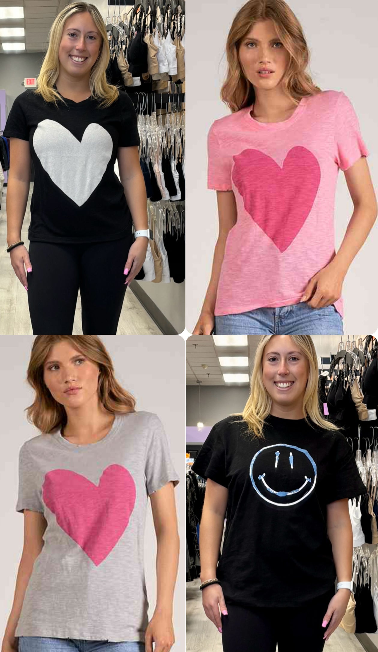 Elan short sleeve heart and smiley tees, GREAT for Valentine’s Day!