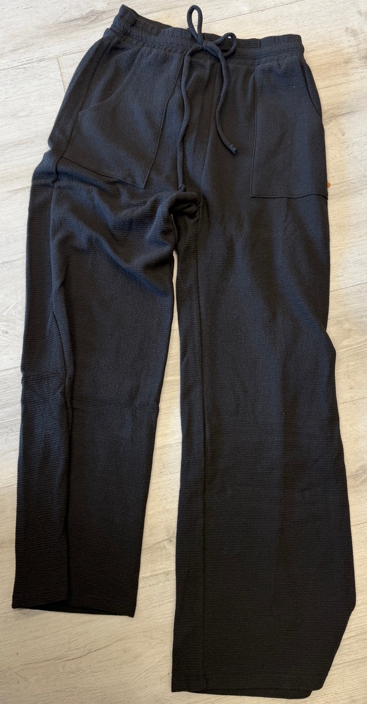 Black thermal soft knit pants with matching tops, all sold separately
