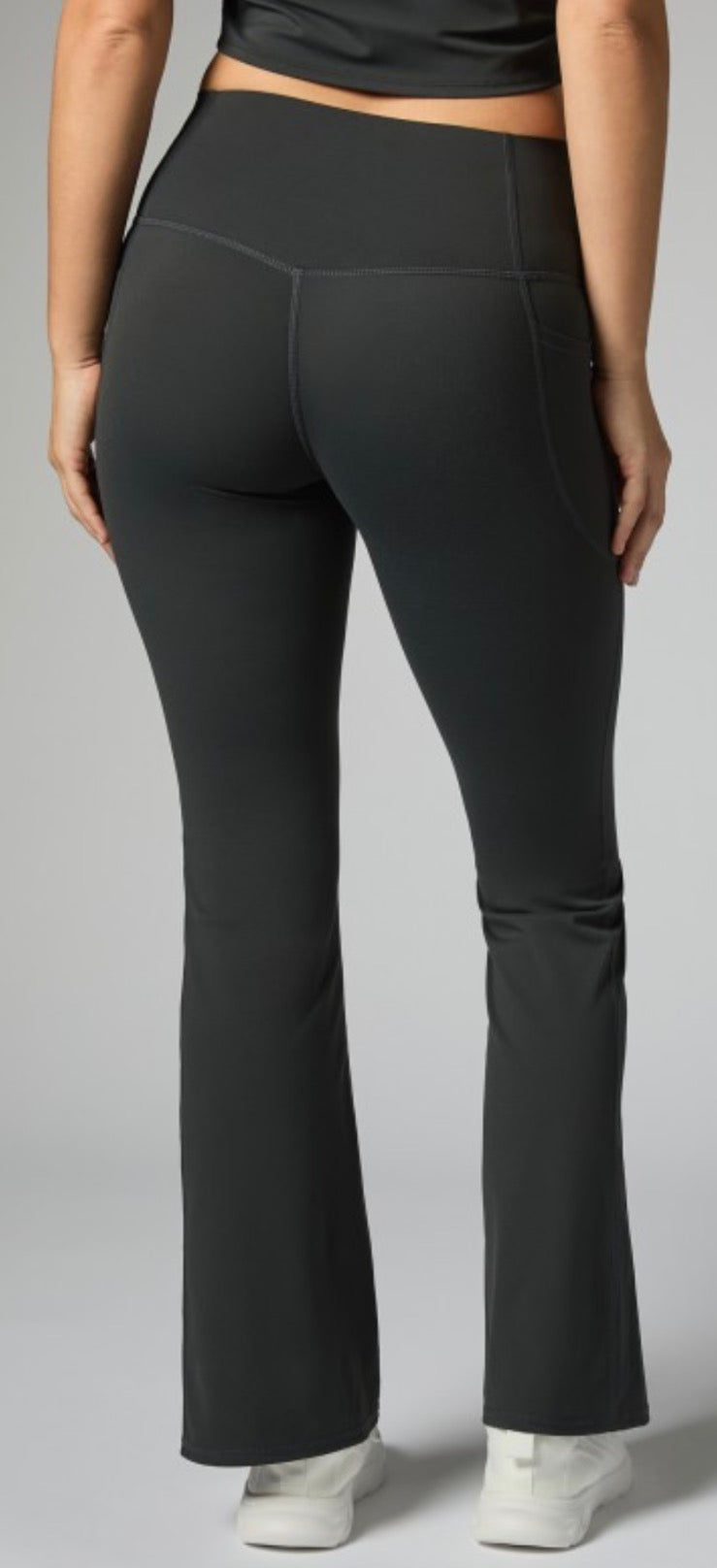 Tummy control black flare pull on pants with stretch