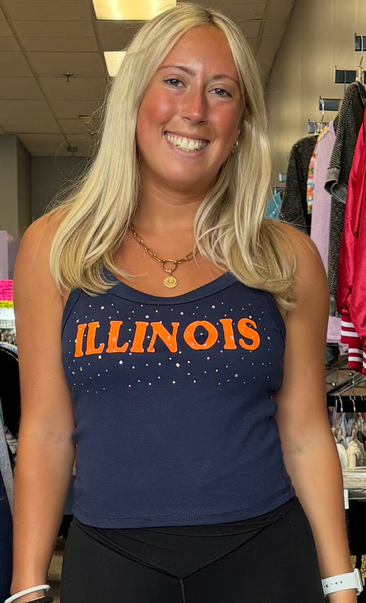 In stock college tank with sparkles