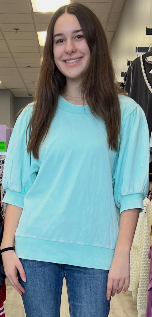 Aqua soft jersey puff sleeve top