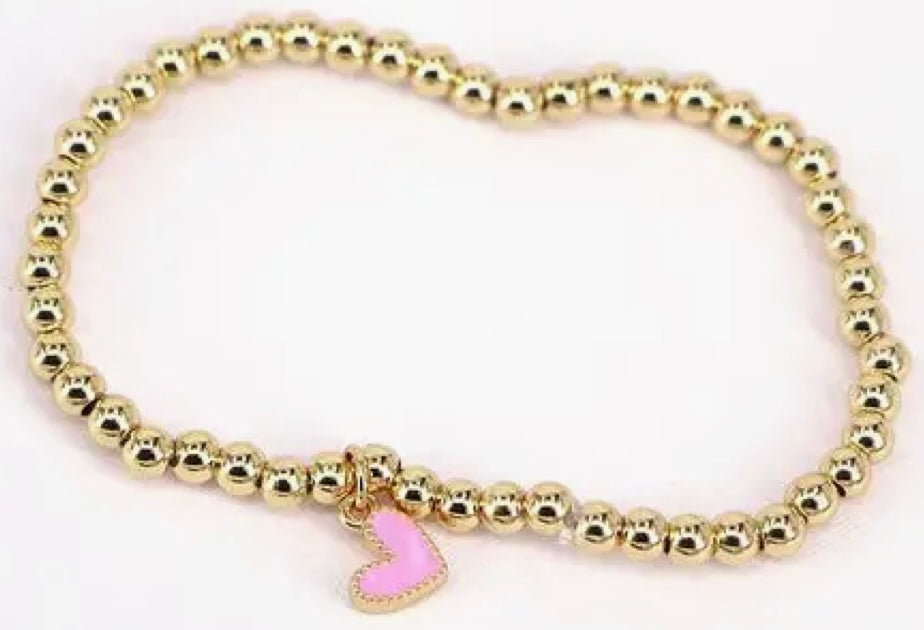 Dangling mini heart stretch bracelets