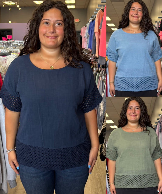 Linen tops with net sleeves and bottom (3 colors)