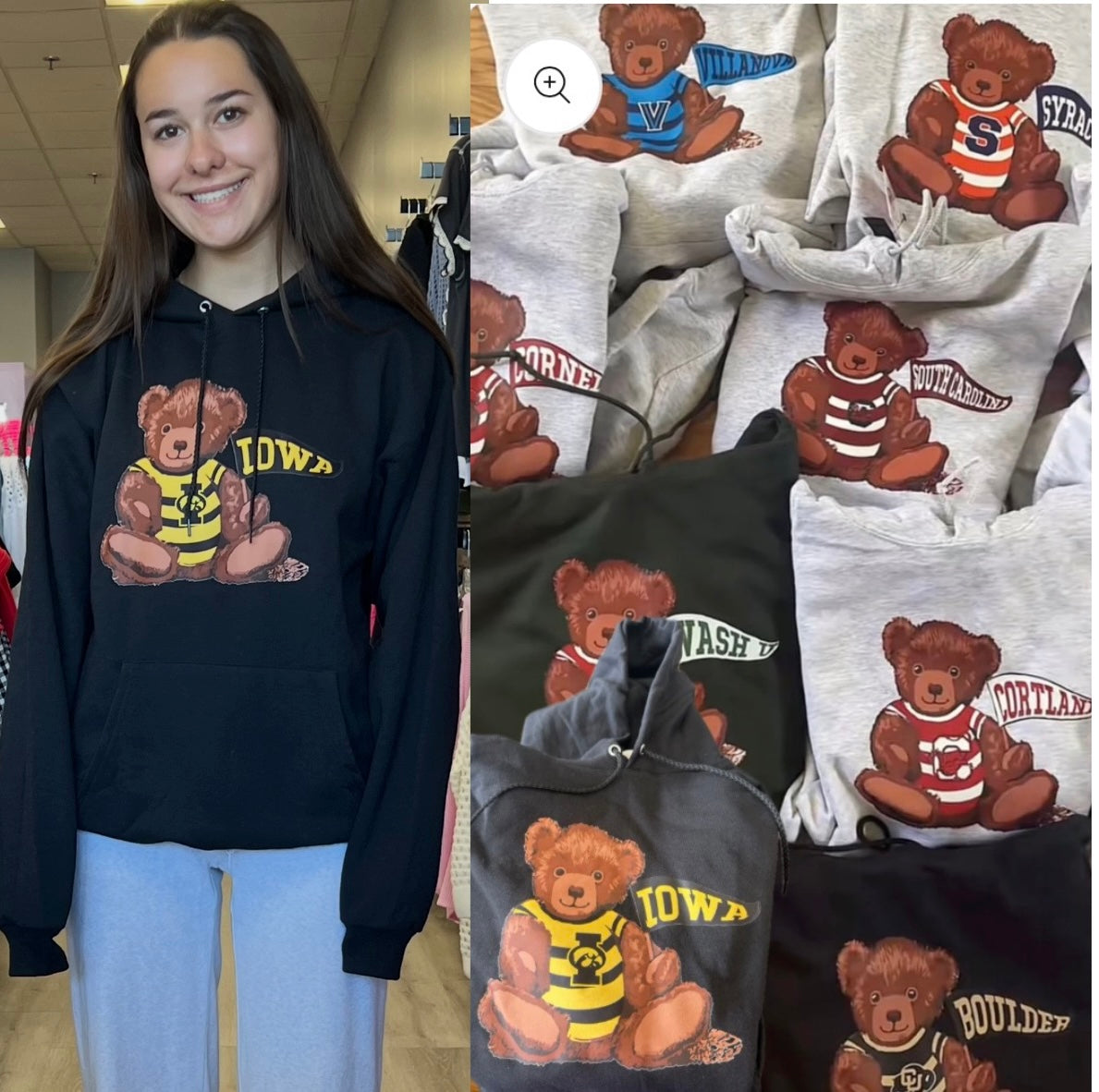 Custom & In stock teddy bear pendant hoodies