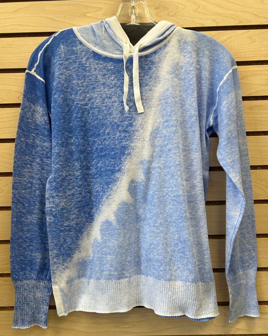 Charlie B blue/white tie dye lightweight sweater hoodie