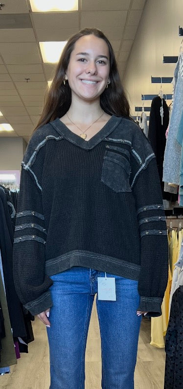 Black waffle top with studs