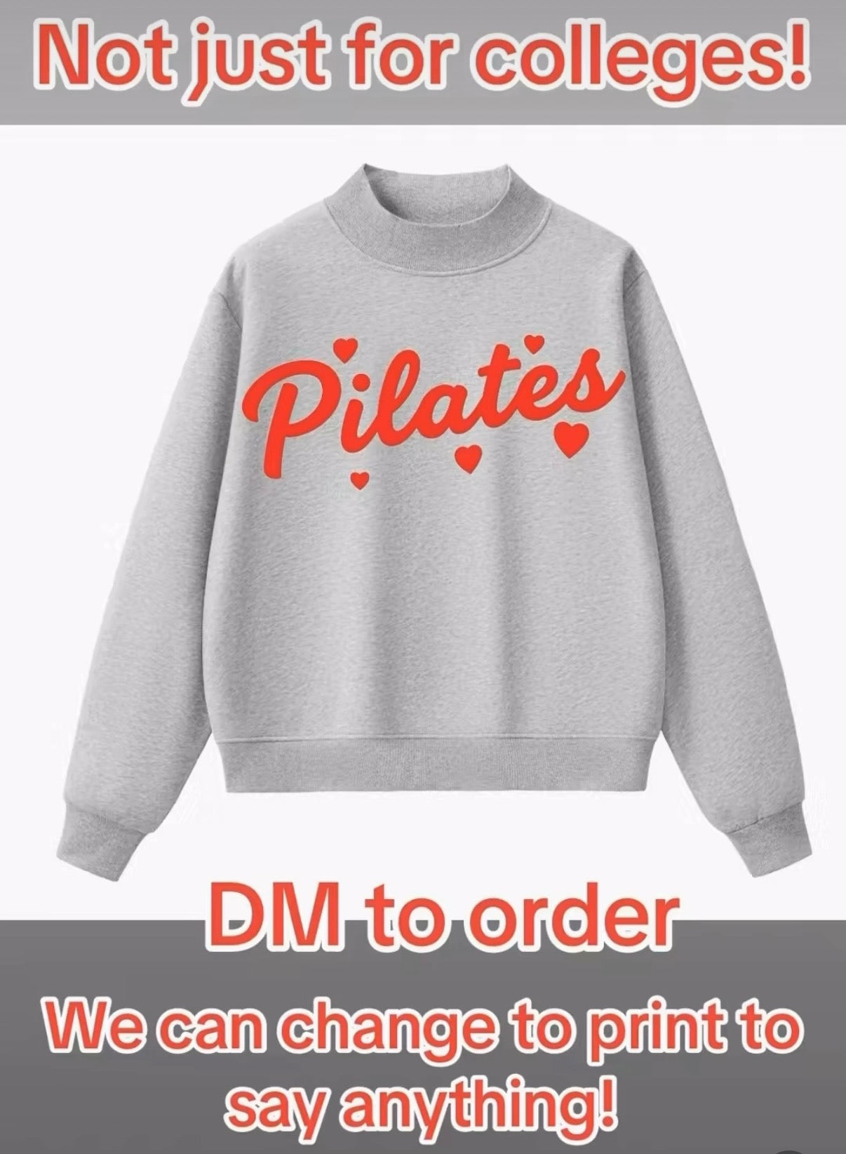 Custom heart design mock neck, crew, hoodie, tee or cut shoulder sweatshirt (available to order for ANY school, camp or anything else!) SEE MORE COLLEGE ITEMS BY CLICKING COLLEGE TAB!