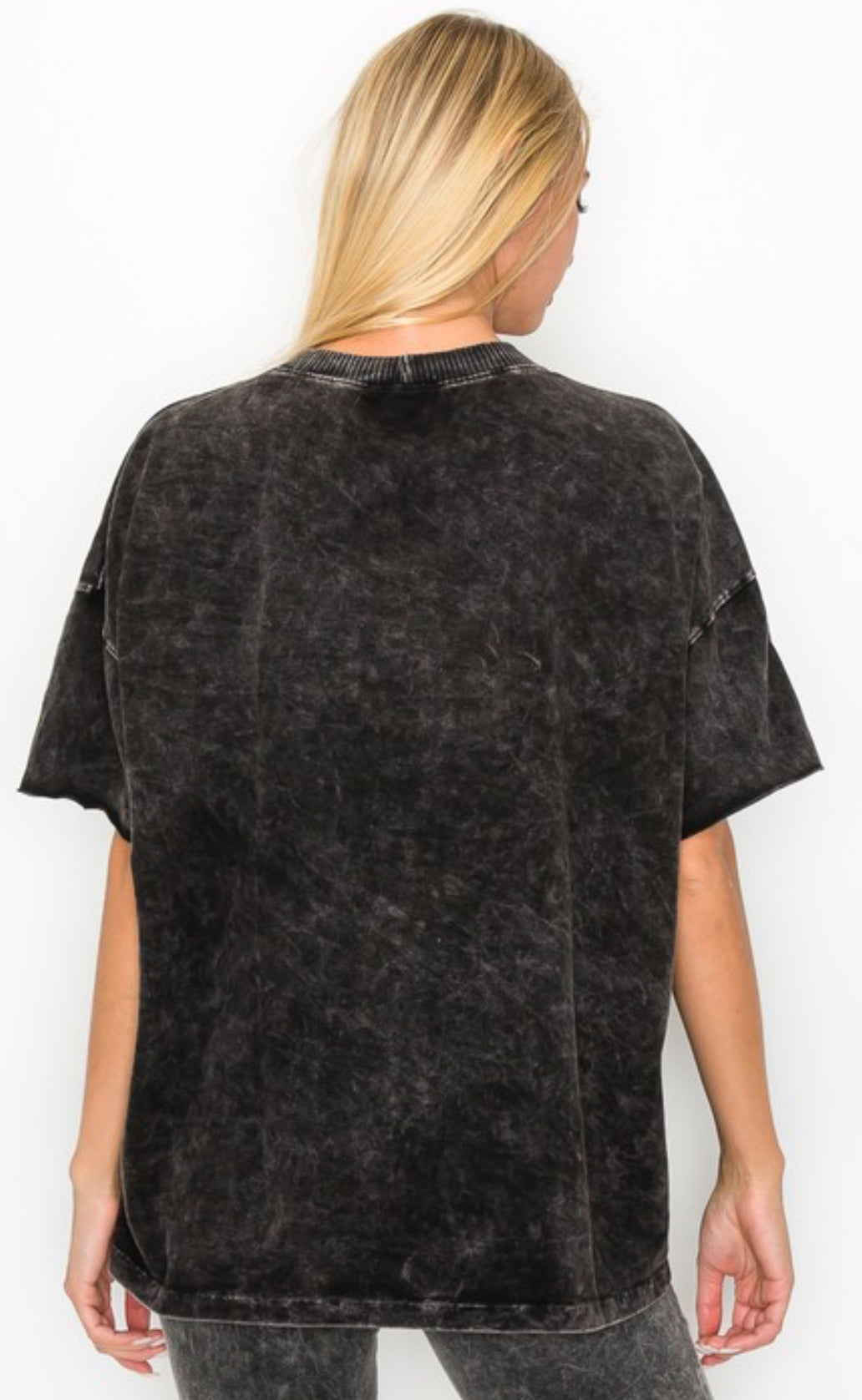 Charcoal mineral wash relaxed fit v neck tee