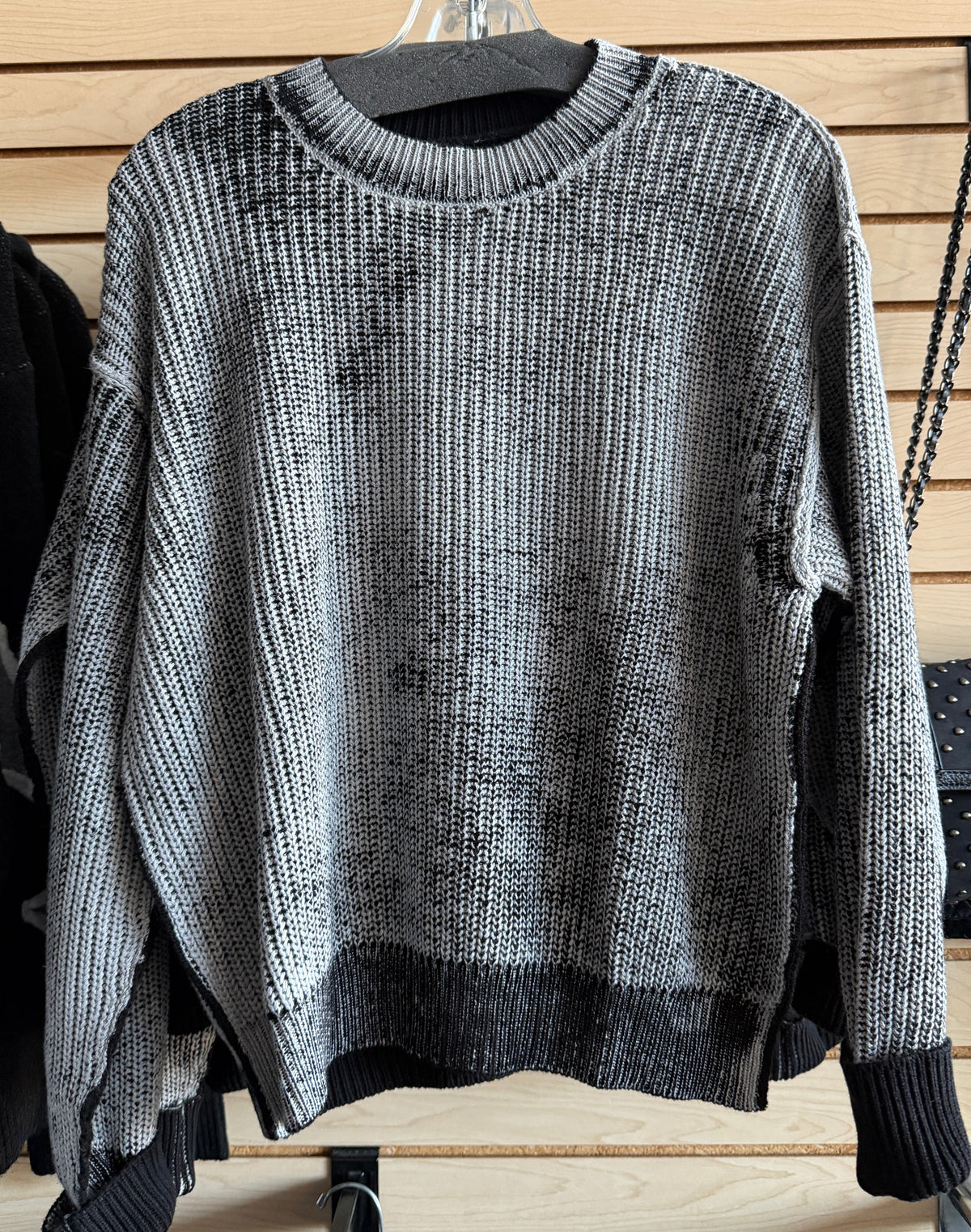 Grey/black mineral wash soft knit sweater (see pic 2 for color)