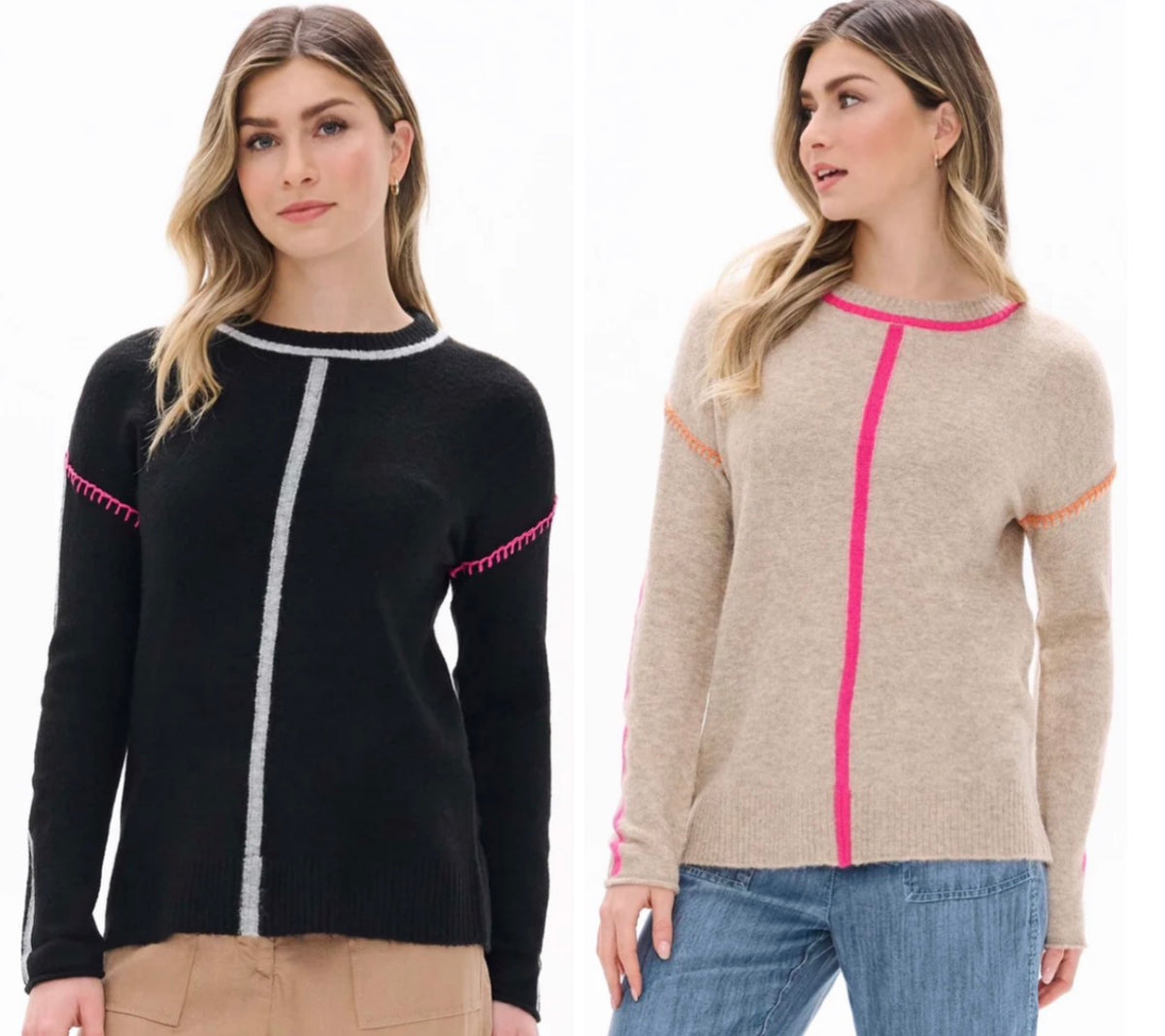 PREORDER NOW, Arriving Thursday…Contrast stitch soft sweaters
