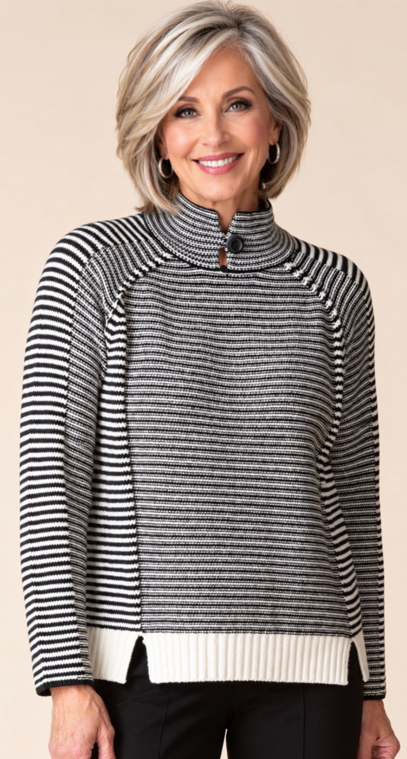 PREORDER NOW, Arriving Wednesday…Habitat Yin Yang stripe sweater in Winter White, BEST SELLER!