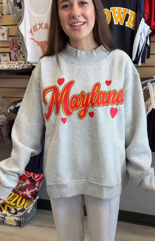 Custom heart design mock neck, crew, hoodie, tee or cut shoulder sweatshirt (available to order for ANY school, camp or anything else!) SEE MORE COLLEGE ITEMS BY CLICKING COLLEGE TAB!