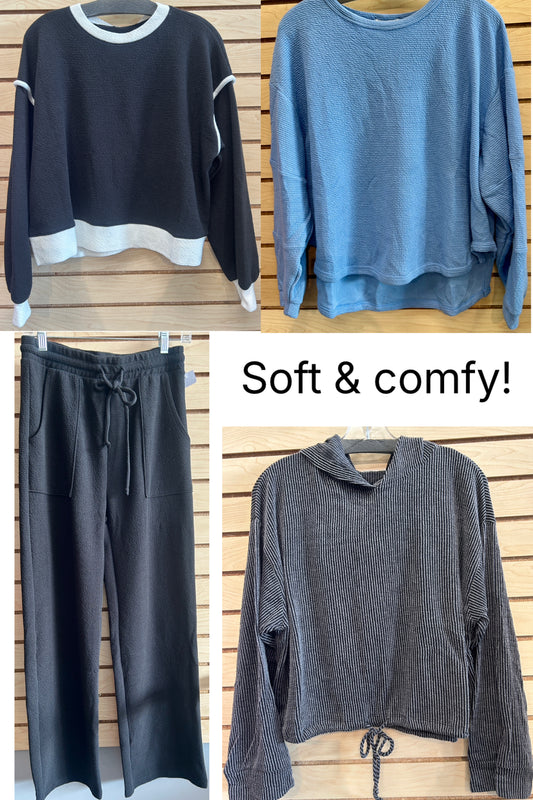 Assorted soft knit pants and tops