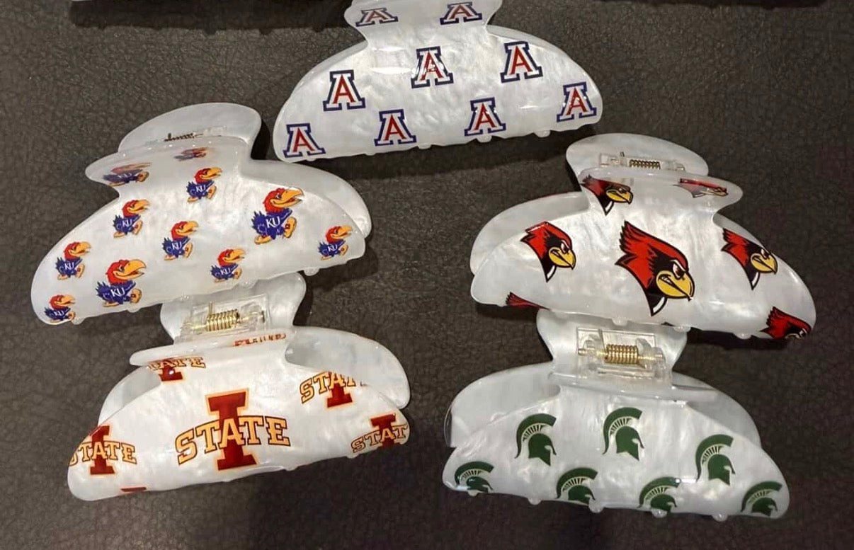 IN STOCK NOW! LIMITED EDITION College hair clips, great for commitment & graduation gifts! (Not available for custom order)