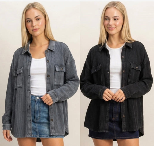 Super soft rib loose fit shacket