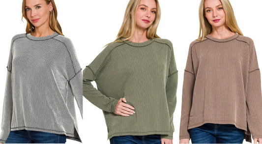 PREORDER NOW, Arriving Wednesday...Ribbed long sleeve tops, BEST SELLER