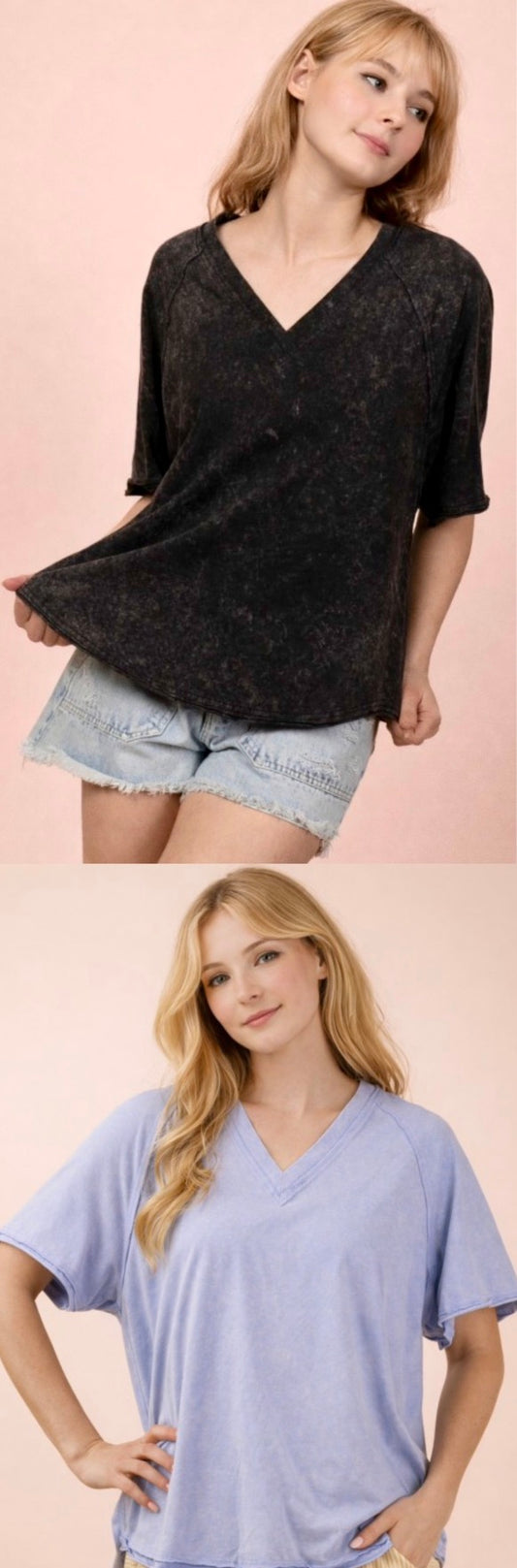 Soft, lightweight relaxed fit v neck tees